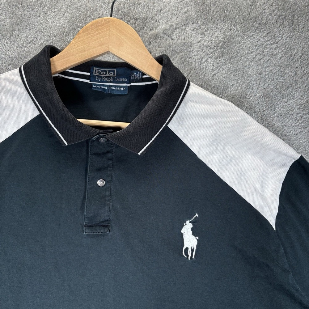 Vintage Polo Ralph Lauren Shirt Mens 2XL Black Pima Cotton Moisture Management